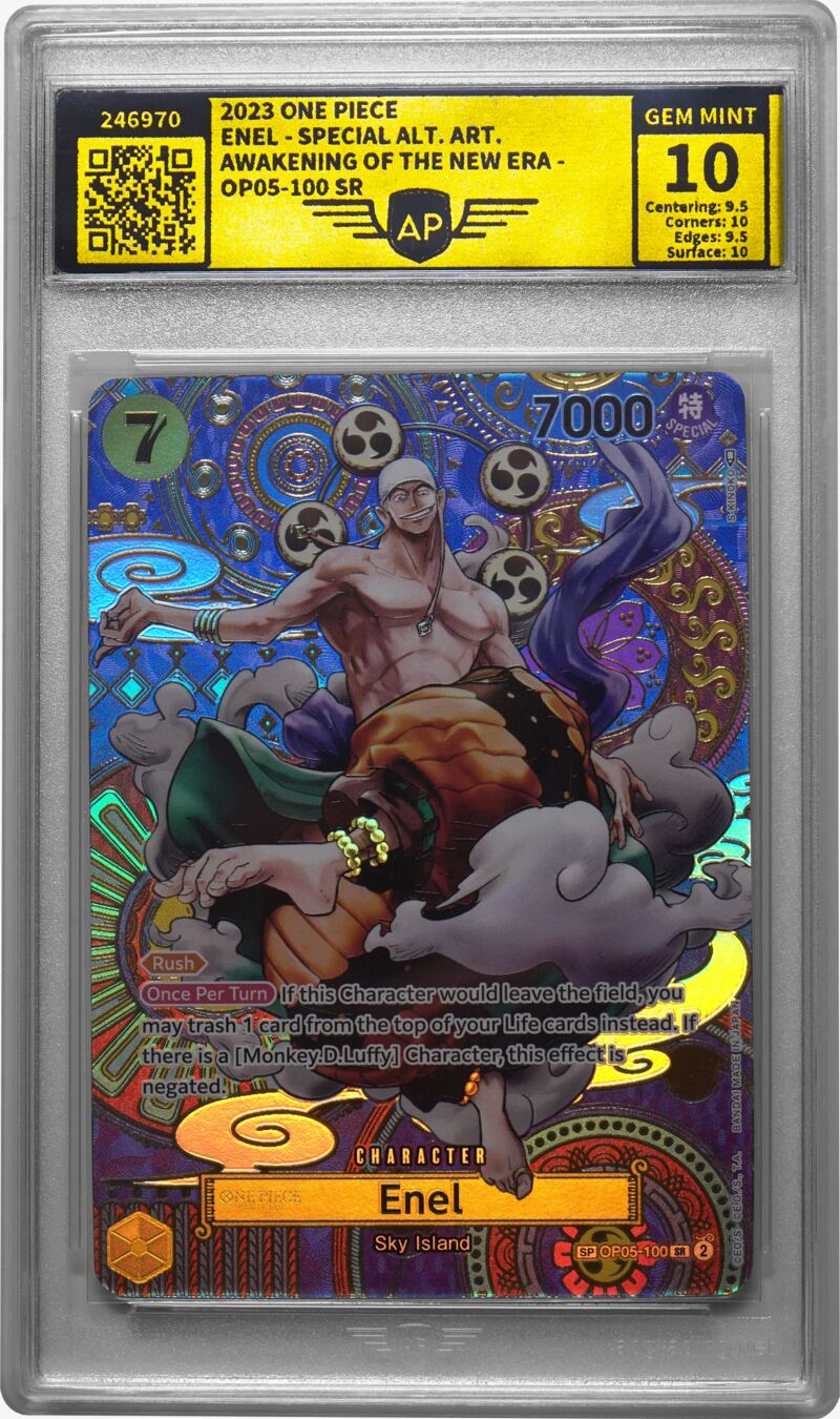 One Piece-samlekort ‘Enel’ (Special Alt Art) gradet af AP Grading i AP-slab – topkarakter GEM MINT 10