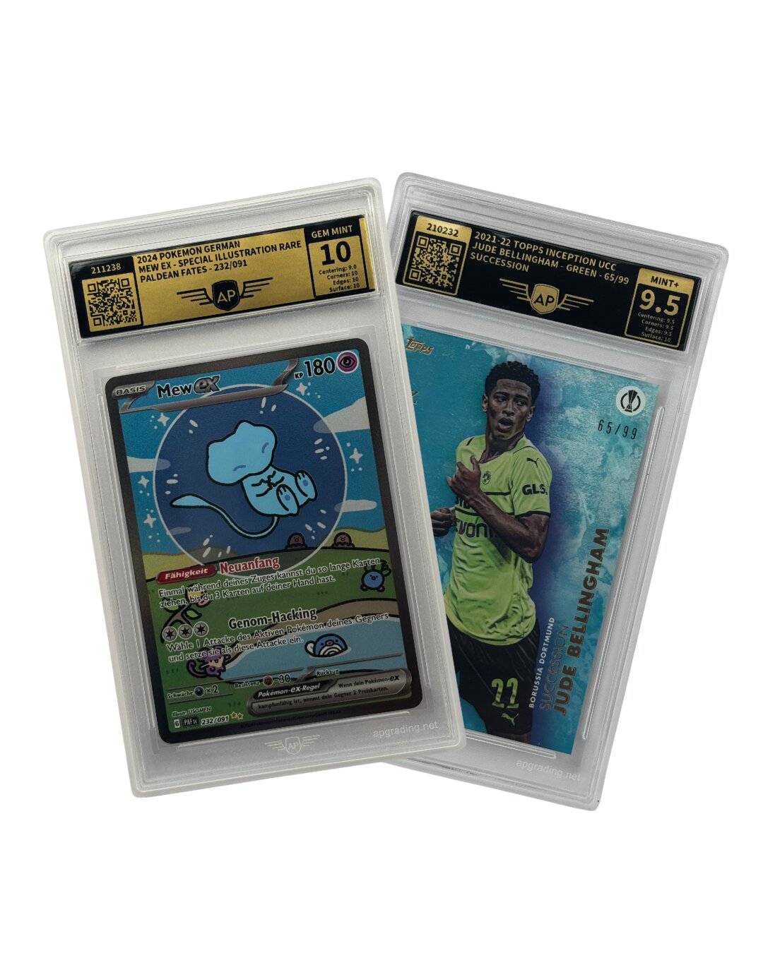 AP-slabs: et gradet Pokémon-kort (grade 10) og et sportskort (grade 9.5)